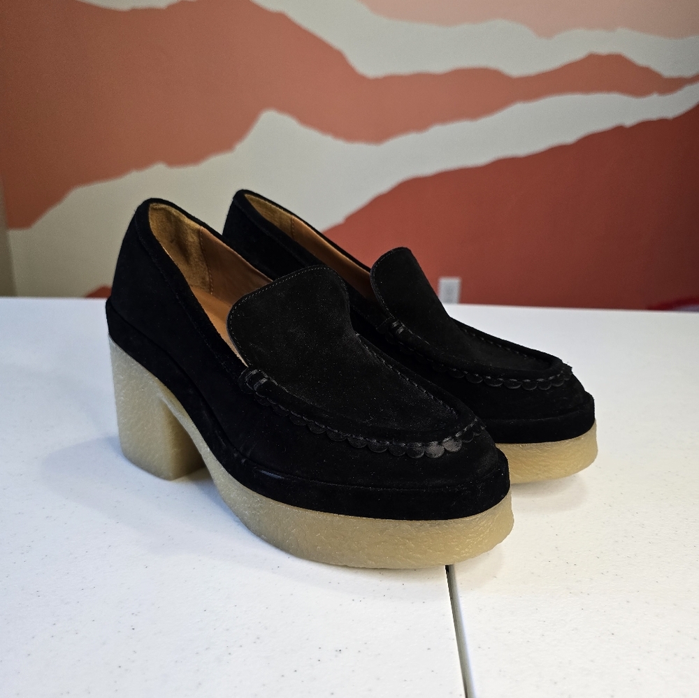 Marc Fisher‎ LTD Lina Suede Leather Chunky Platform Loafers Size 8.5